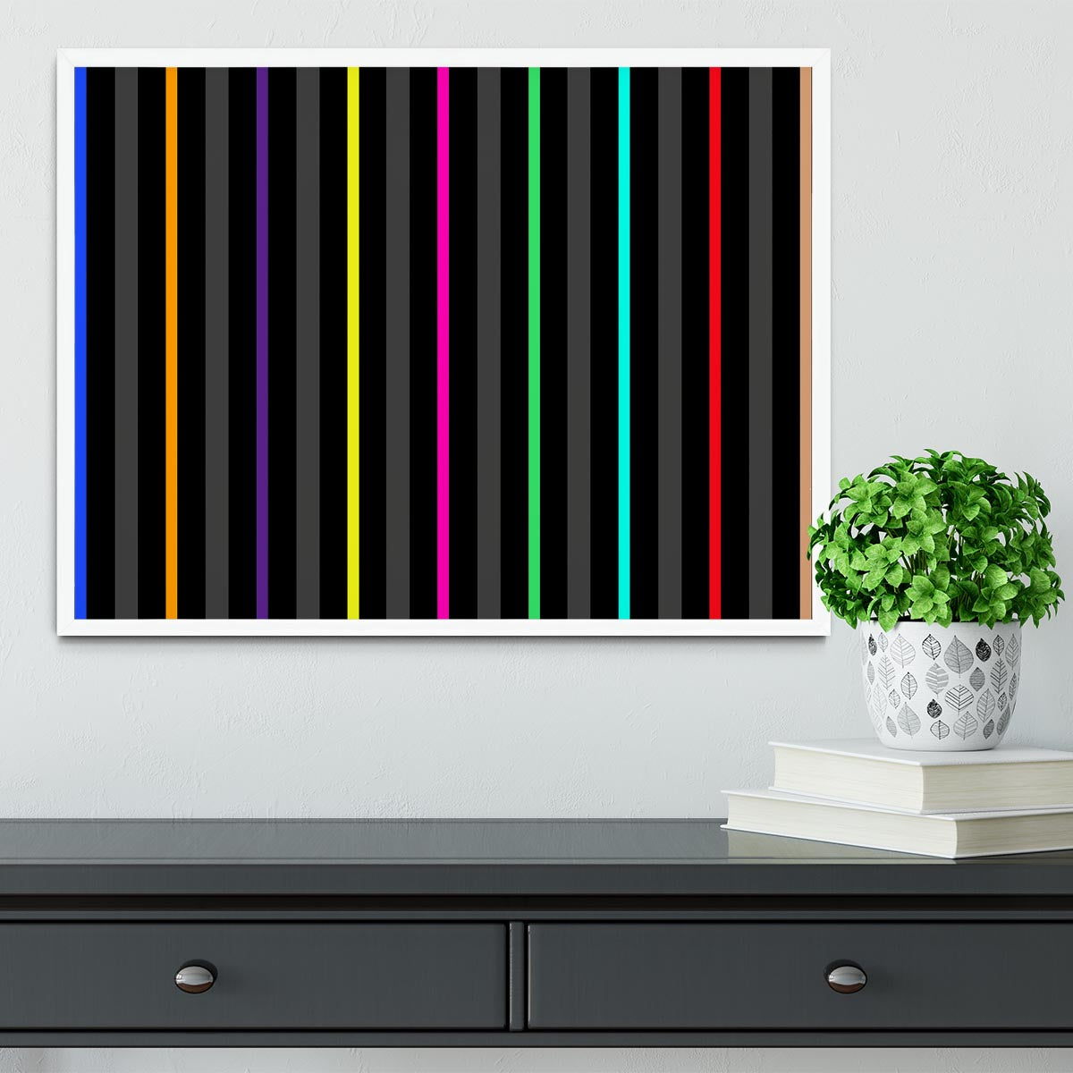 Colour Bar Stripes Framed Print - Canvas Art Rocks -6