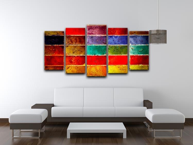 Coloured Squares 5 Split Panel Canvas - Canvas Art Rocks - 3