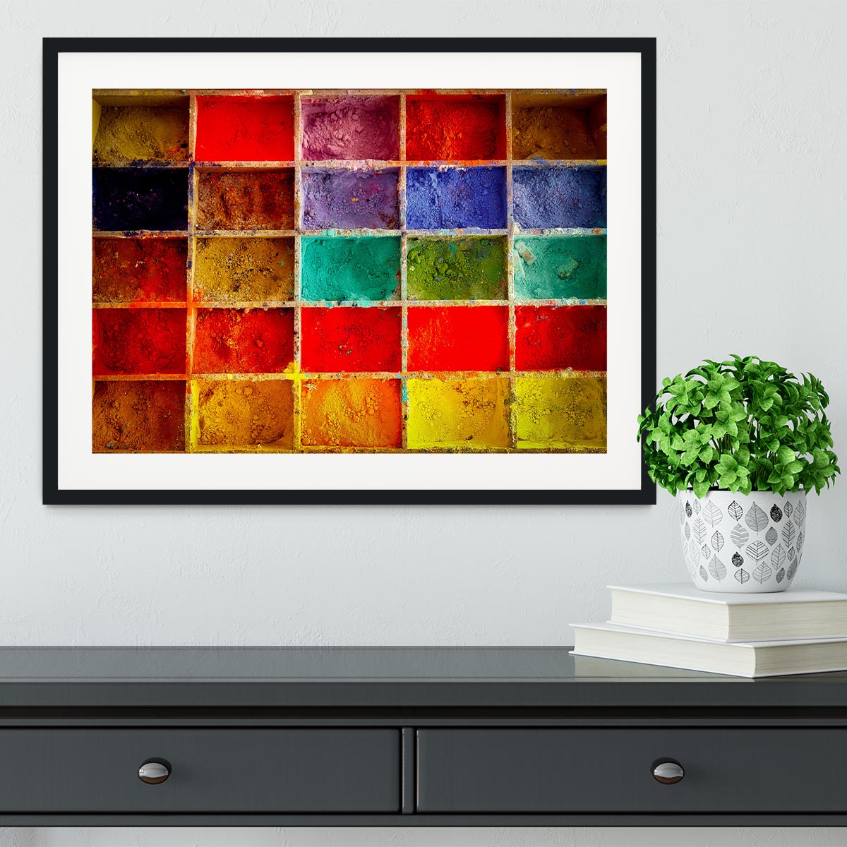Coloured Squares Framed Print - Canvas Art Rocks - 1
