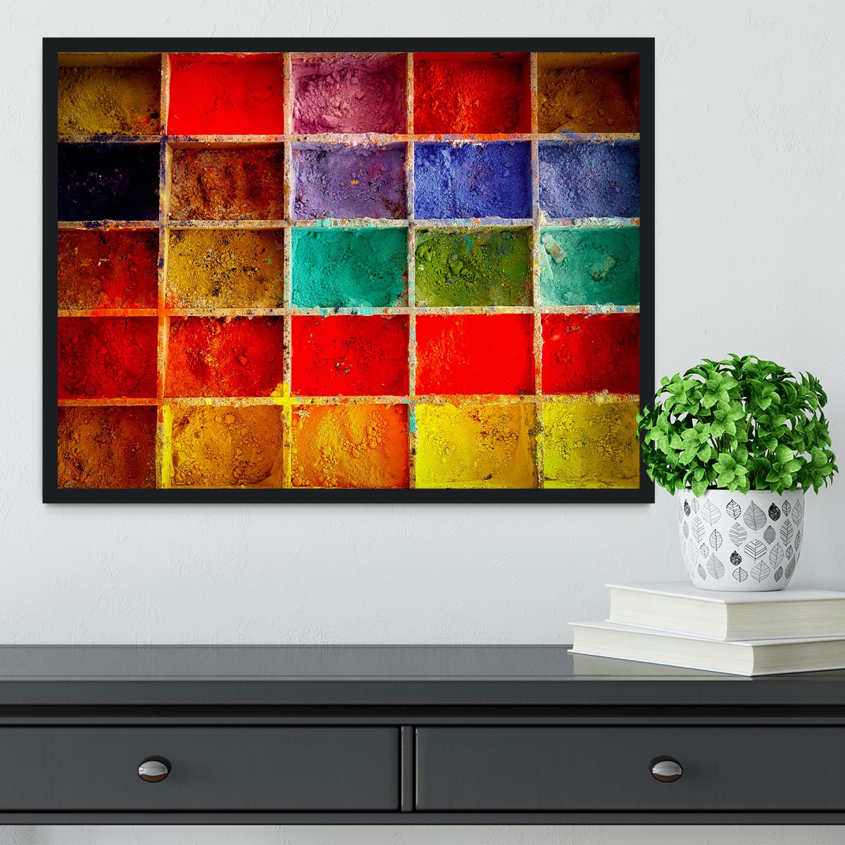 Coloured Squares Framed Print - Canvas Art Rocks - 2