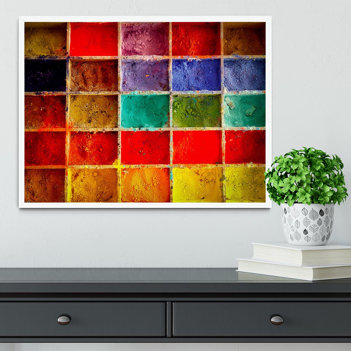Coloured Squares Framed Print - Canvas Art Rocks -6
