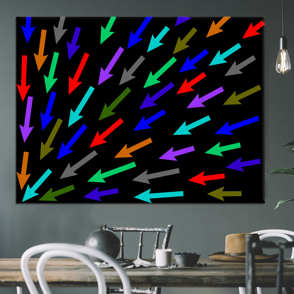 Colourful Arrows - Black Canvas Print or Poster - Canvas Art Rocks - 3