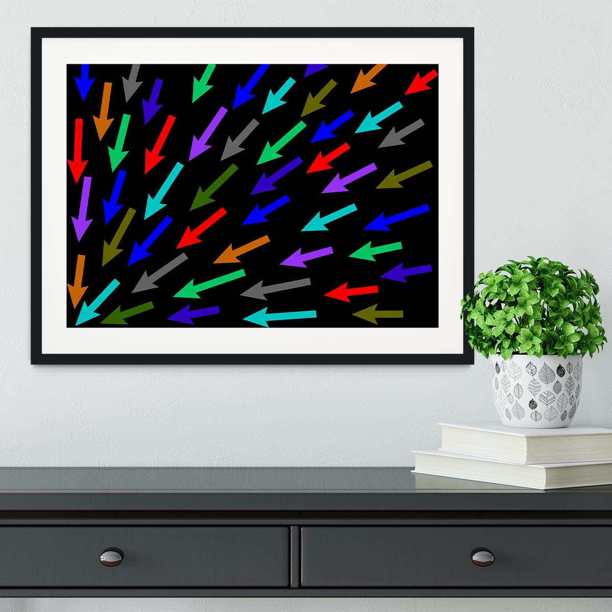Colourful Arrows - Black Framed Print - Canvas Art Rocks - 1