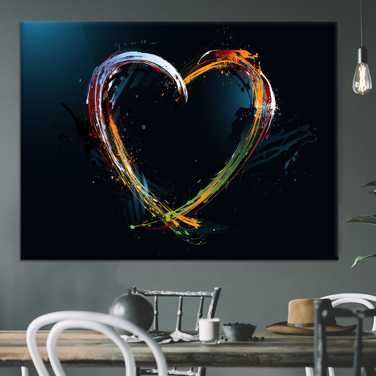 Colourful Love Heart Canvas Print or Poster - Canvas Art Rocks - 3