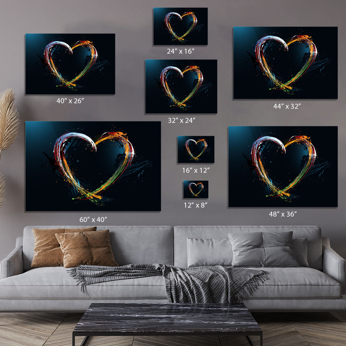 Colourful Love Heart Canvas Print or Poster - Canvas Art Rocks - 7