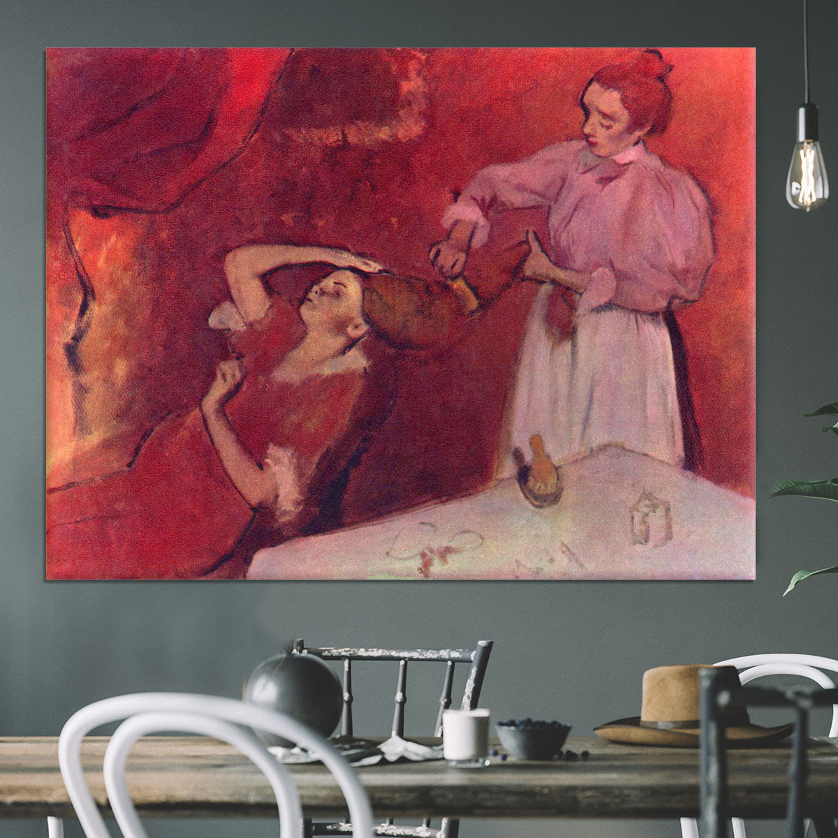 Combing hair by Degas Canvas Print or Poster - Canvas Art Rocks - 3