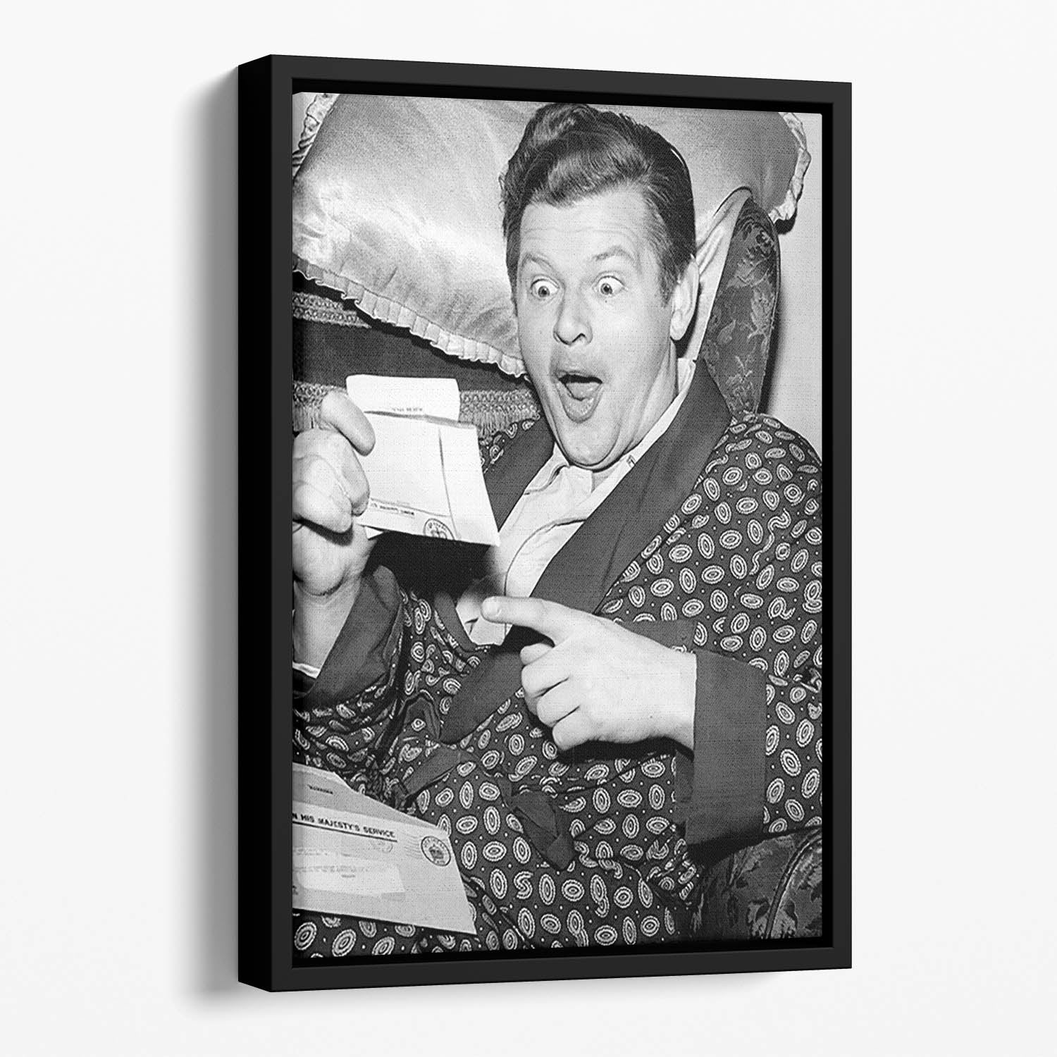 Comedian Benny Hill Floating Framed Canvas