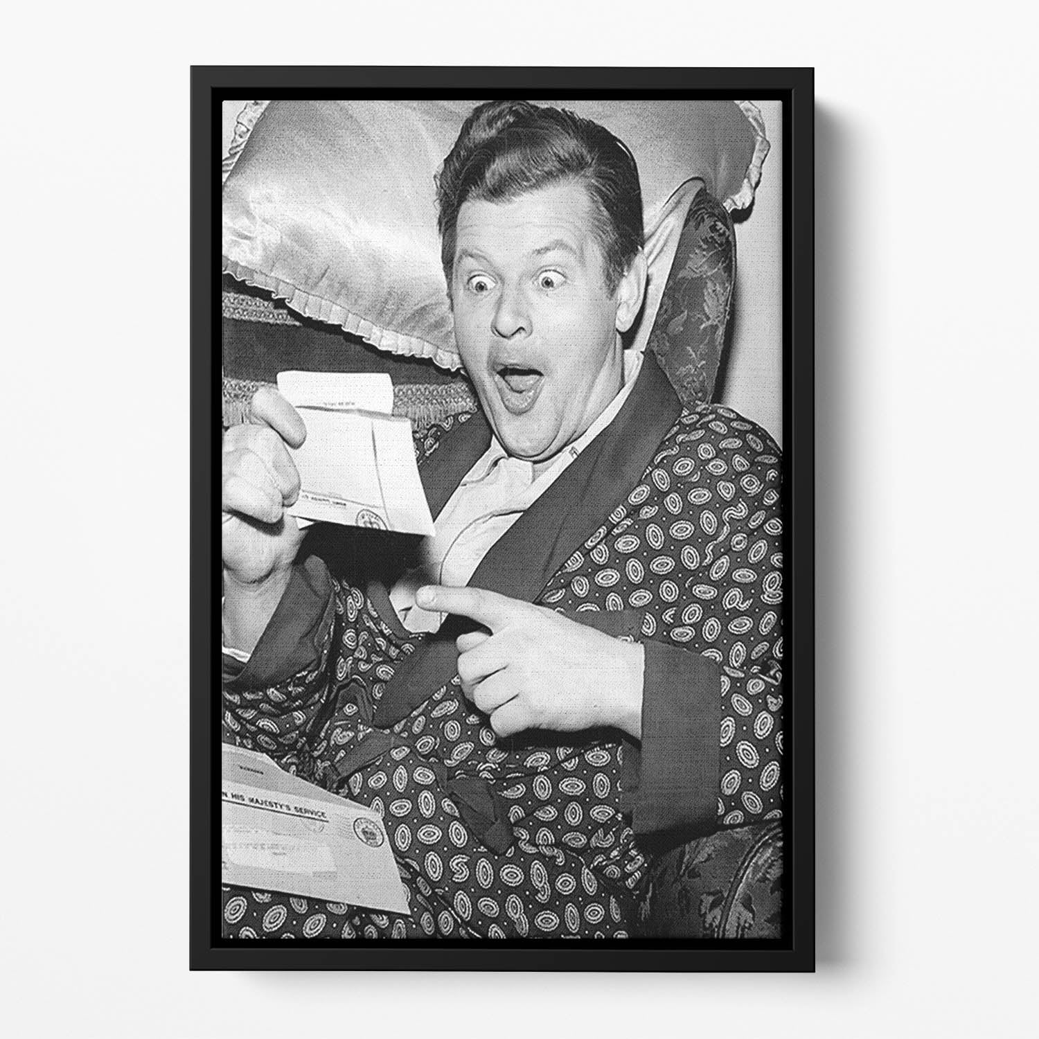 Comedian Benny Hill Floating Framed Canvas