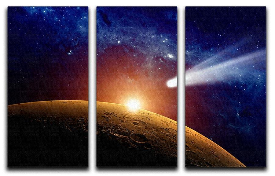Comet approaching planet Mars 3 Split Panel Canvas Print - Canvas Art Rocks - 1