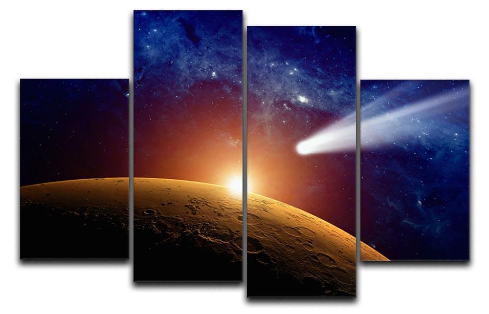 Comet approaching planet Mars 4 Split Panel Canvas  - Canvas Art Rocks - 1