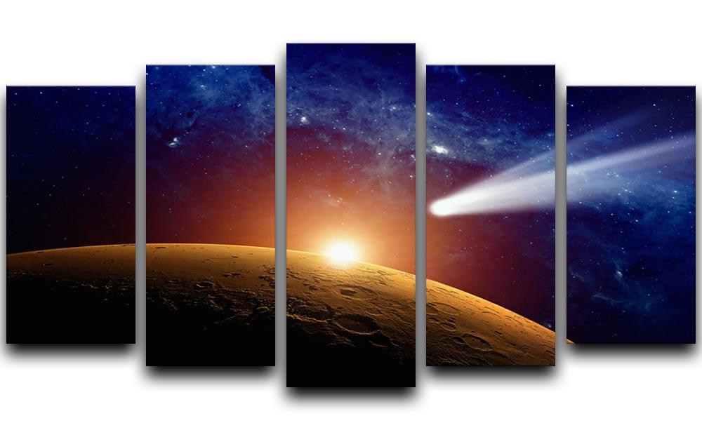 Comet approaching planet Mars 5 Split Panel Canvas  - Canvas Art Rocks - 1