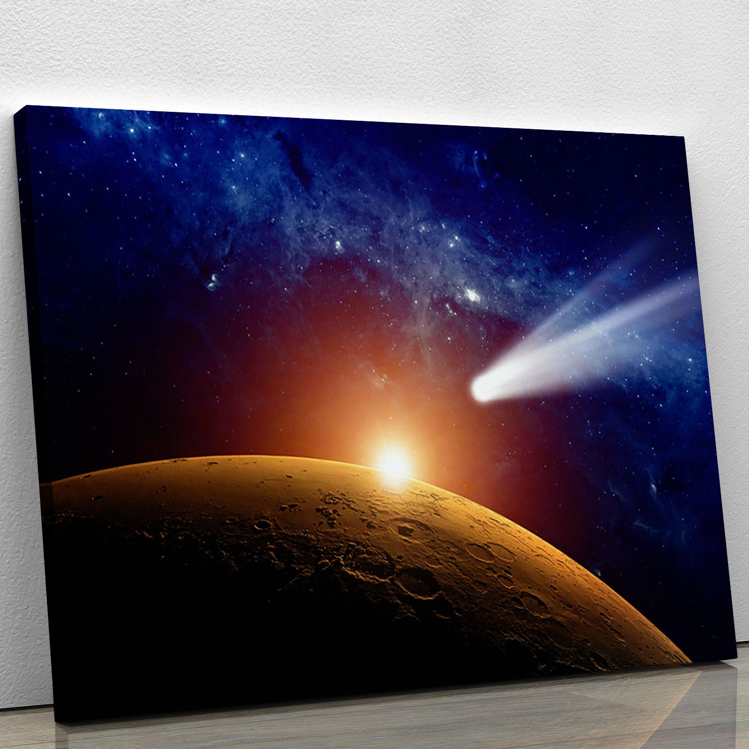 Comet approaching planet Mars Canvas Print or Poster - Canvas Art Rocks - 1