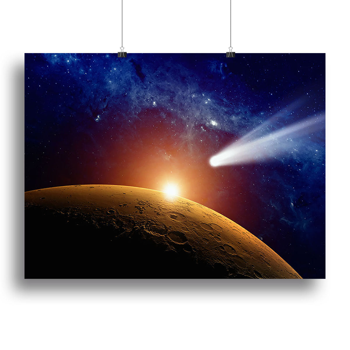 Comet approaching planet Mars Canvas Print or Poster - Canvas Art Rocks - 2