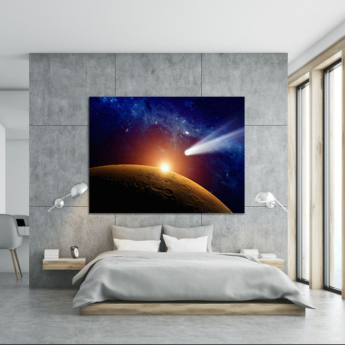 Comet approaching planet Mars Canvas Print or Poster - Canvas Art Rocks - 5