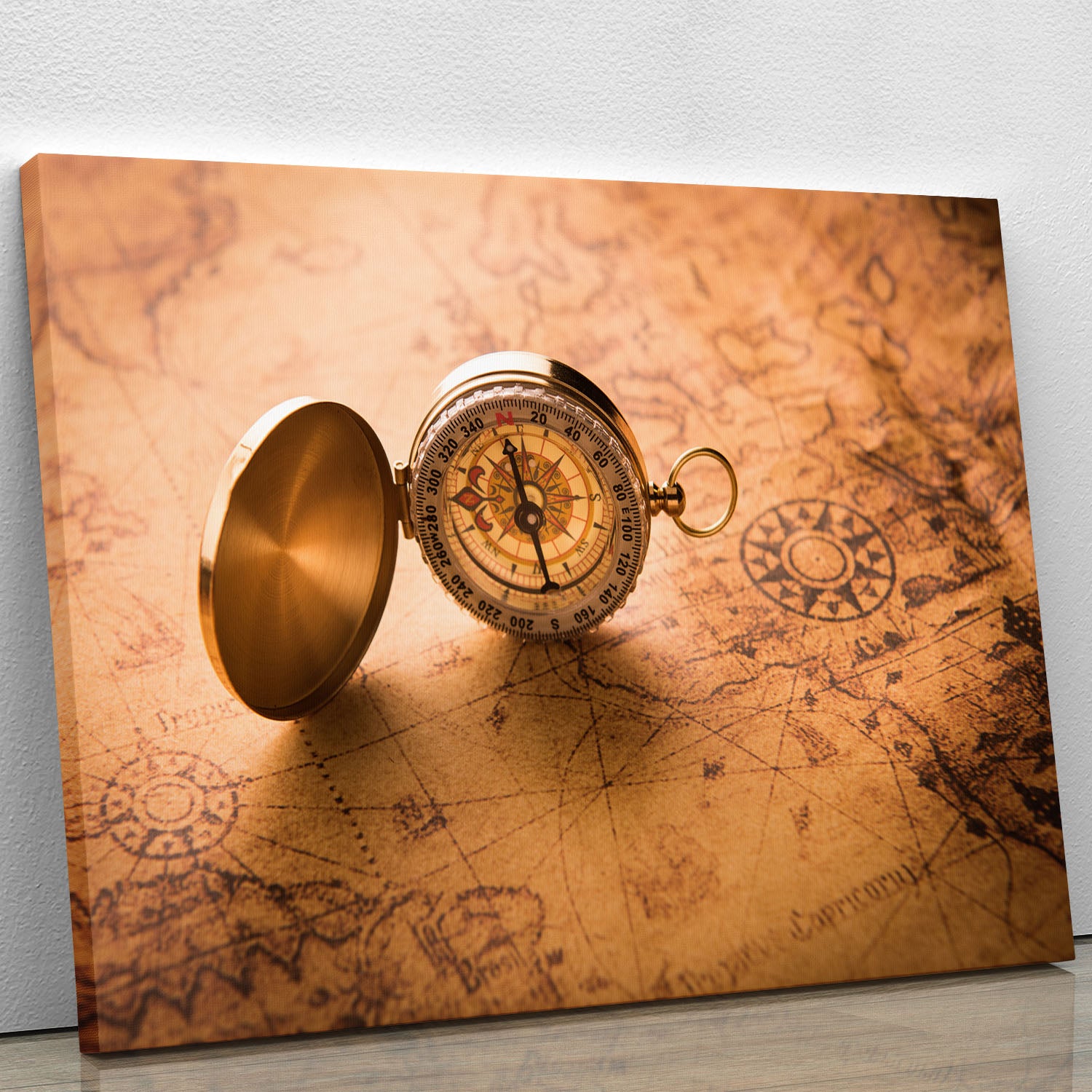 Compass on old map vintage style Canvas Print or Poster - Canvas Art Rocks - 1