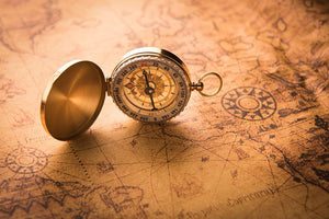 Compass on old map vintage style Wall Mural Wallpaper - Canvas Art Rocks - 1