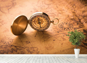 Compass on old map vintage style Wall Mural Wallpaper - Canvas Art Rocks - 4