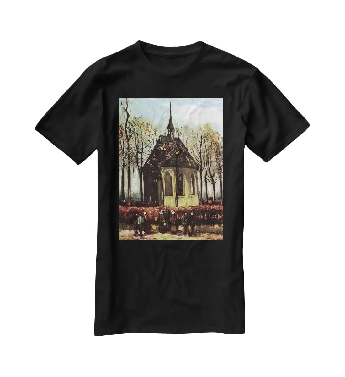 Congregation Leaving the Reformed Church in Nuenen by Van Gogh T-Shirt - Canvas Art Rocks - 1