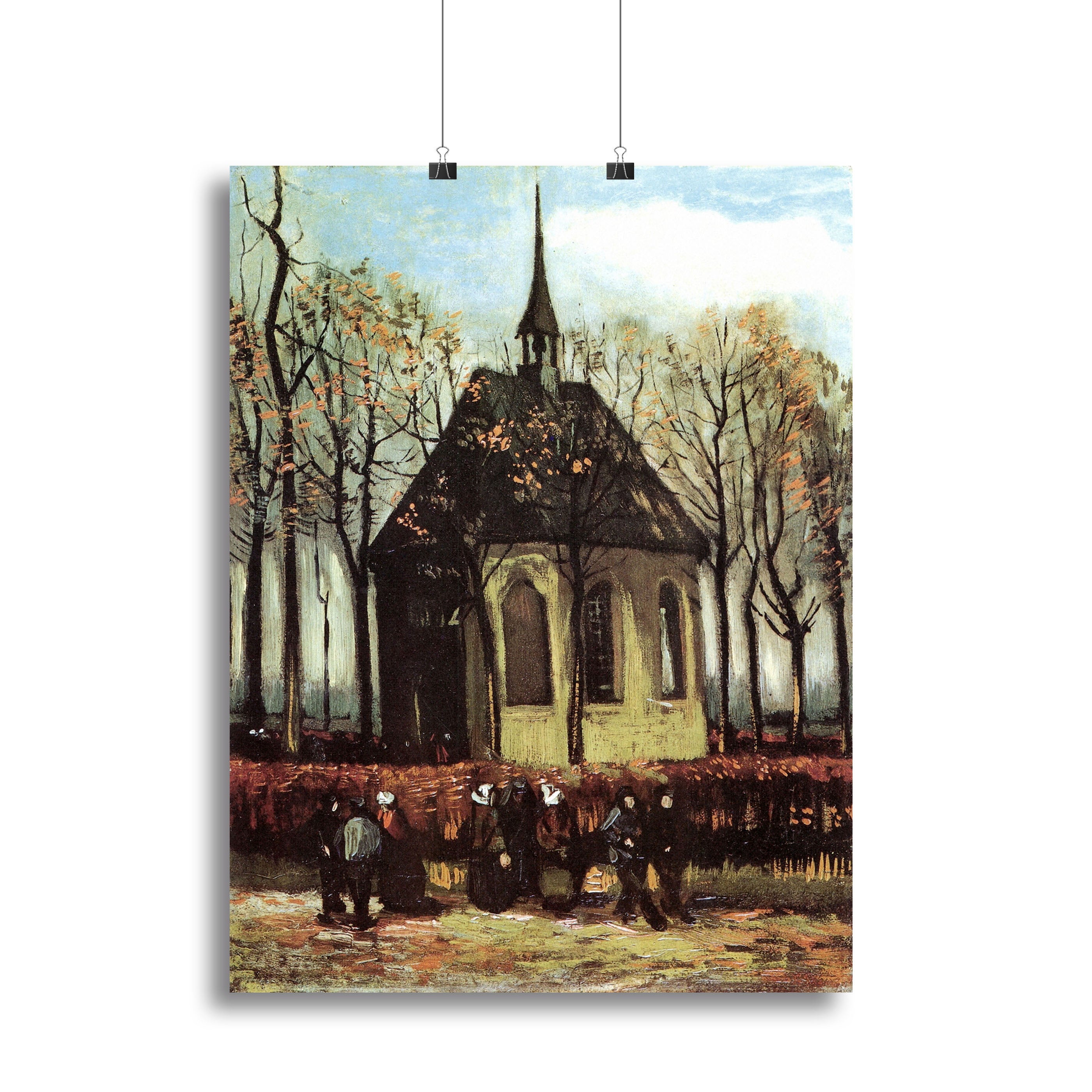 Congregation Leaving the Reformed Church in Nuenen by Van Gogh Canvas Print or Poster - Canvas Art Rocks - 2