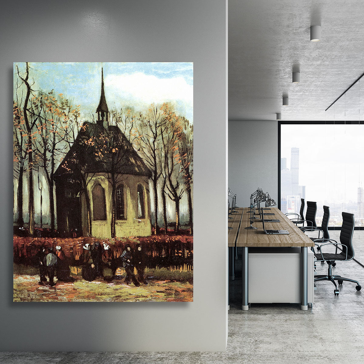 Congregation Leaving the Reformed Church in Nuenen by Van Gogh Canvas Print or Poster - Canvas Art Rocks - 3