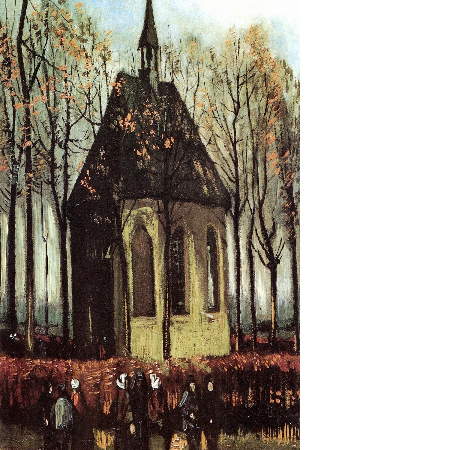 Congregation Leaving the Reformed Church in Nuenen by Van Gogh Floating Framed Canvas