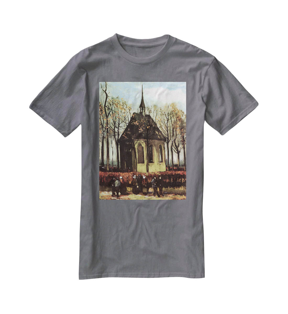 Congregation Leaving the Reformed Church in Nuenen by Van Gogh T-Shirt - Canvas Art Rocks - 3