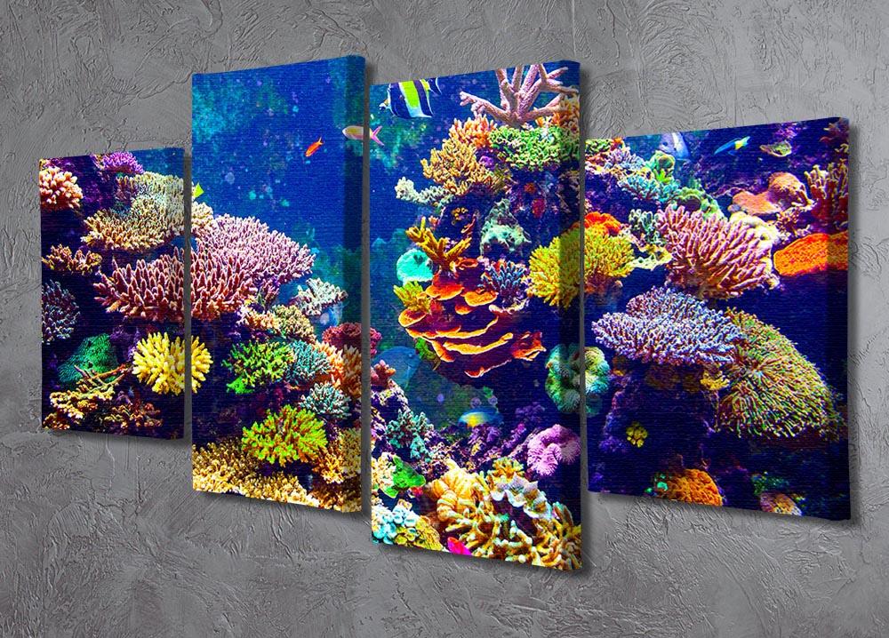 Coral Reef and Tropical Fish 4 Split Panel Canvas  - Canvas Art Rocks - 2
