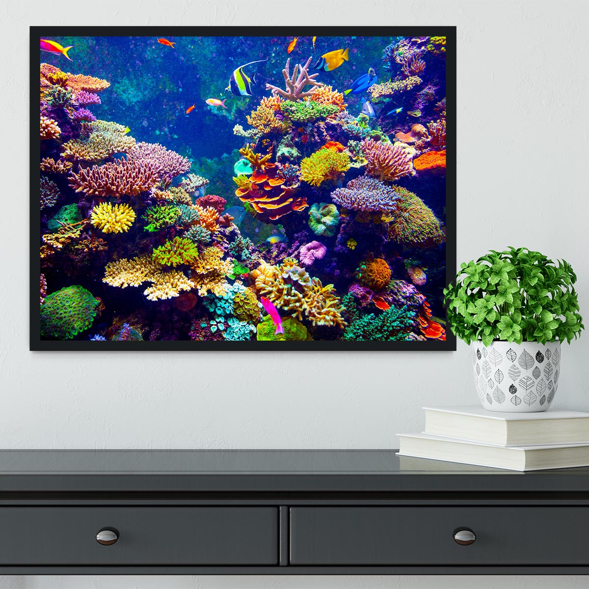 Coral Reef and Tropical Fish Framed Print - Canvas Art Rocks - 2