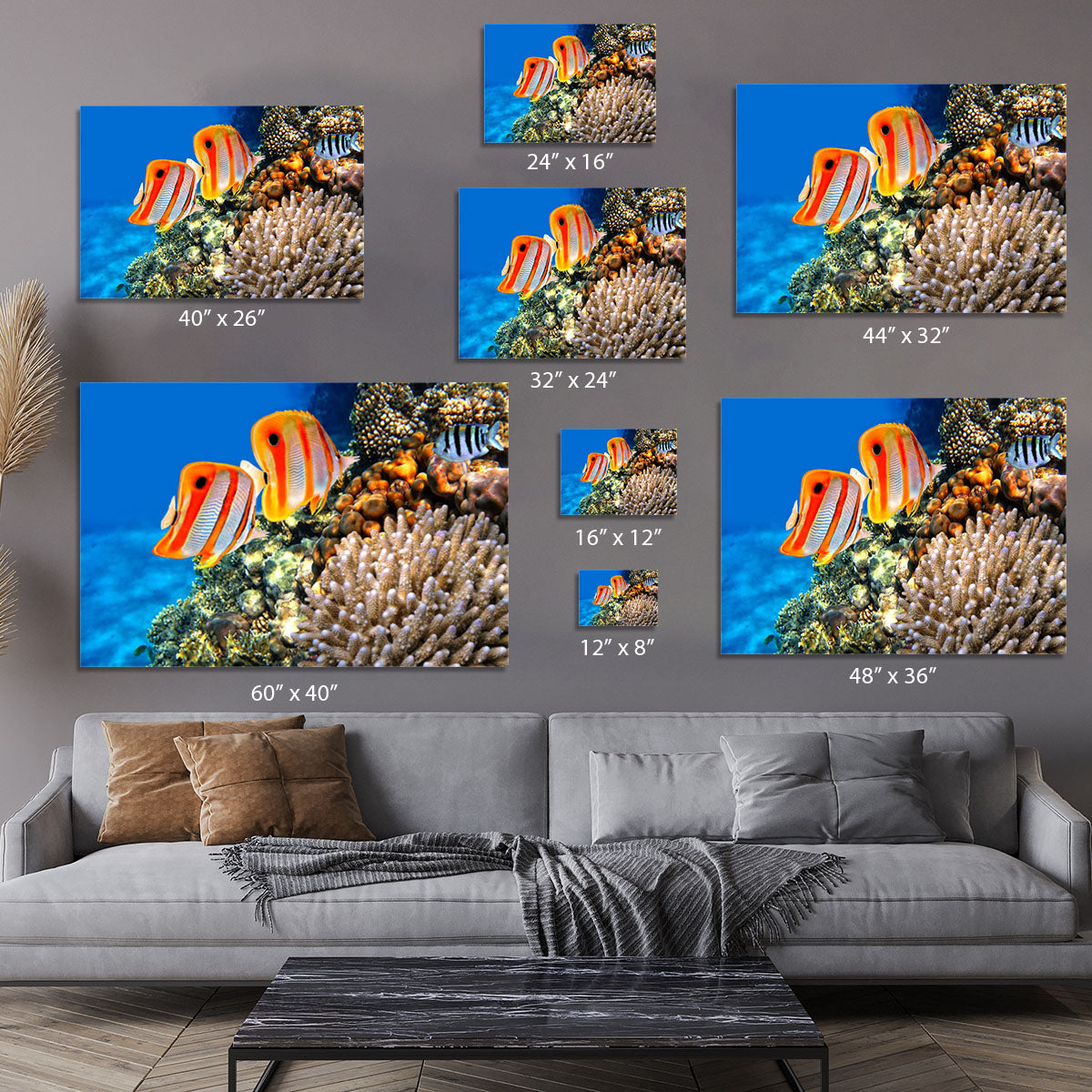 Coral reef and Copperband butterflyfish Canvas Print or Poster - Canvas Art Rocks - 7