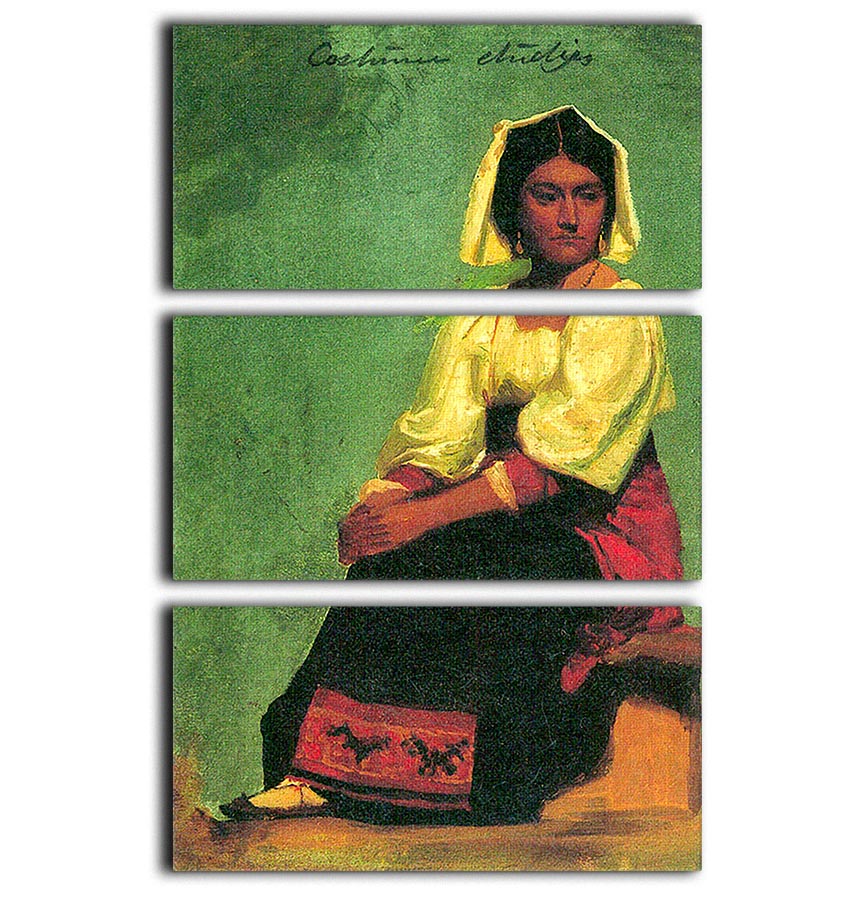 Costume study of a seated woman by Bierstadt 3 Split Panel Canvas Print - Canvas Art Rocks - 1