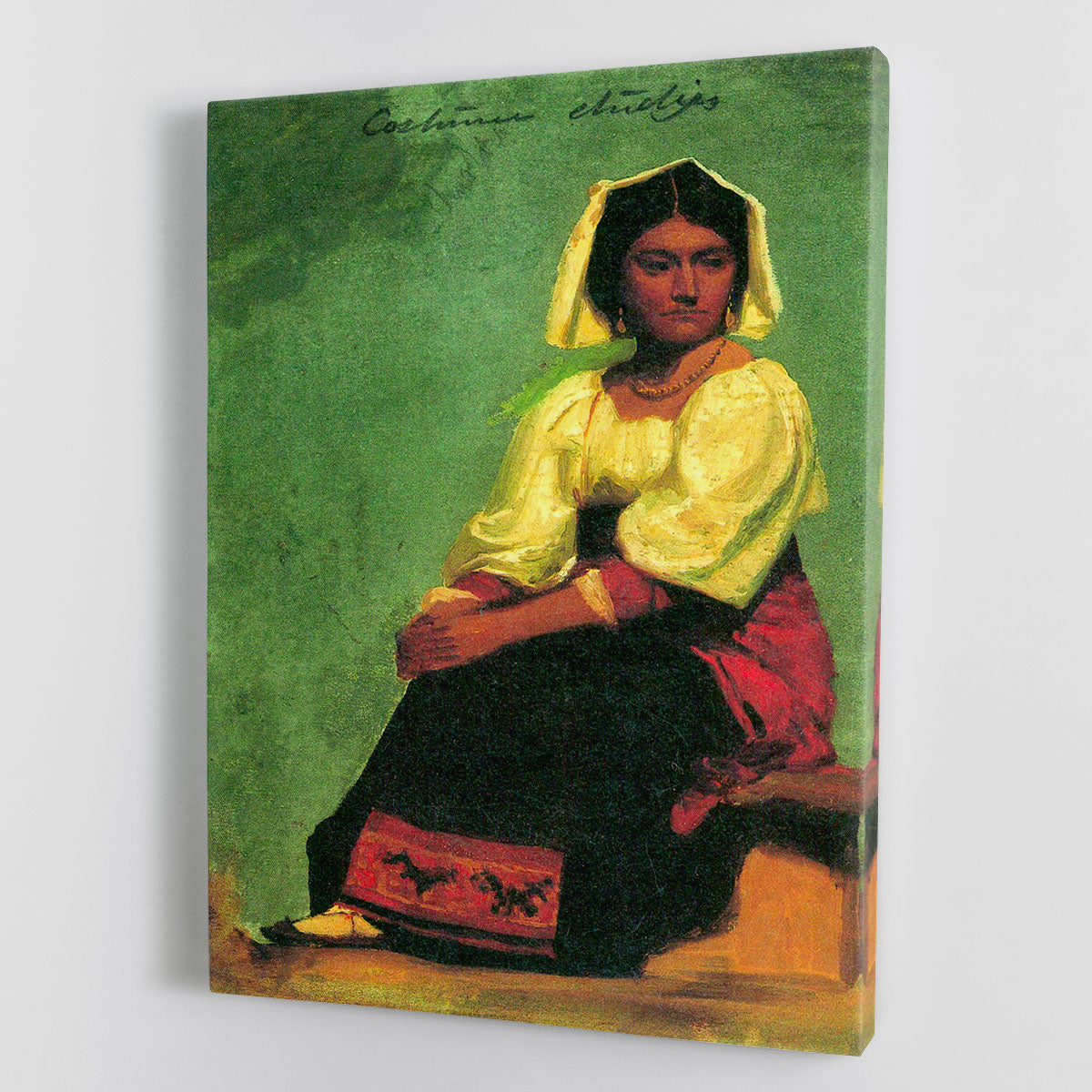 Costume study of a seated woman by Bierstadt Canvas Print or Poster - Canvas Art Rocks - 1