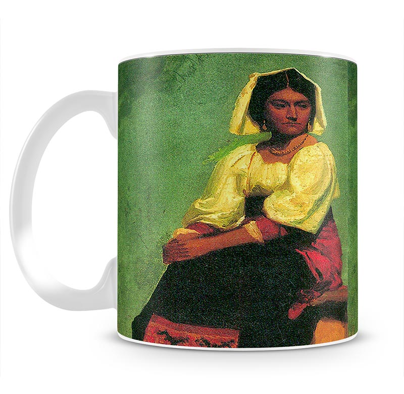 Costume study of a seated woman by Bierstadt Mug - Canvas Art Rocks - 1