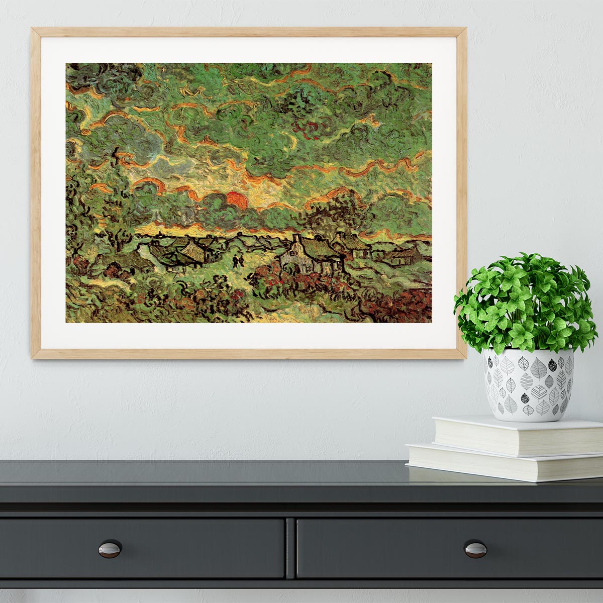 Cottages and Cypresses Reminiscence of the North by Van Gogh Framed Print - Canvas Art Rocks - 3