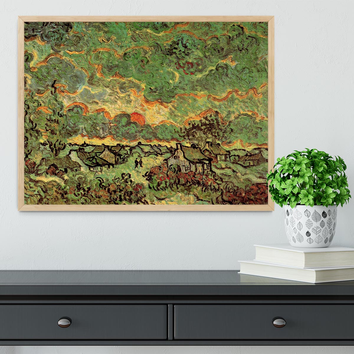 Cottages and Cypresses Reminiscence of the North by Van Gogh Framed Print - Canvas Art Rocks - 4