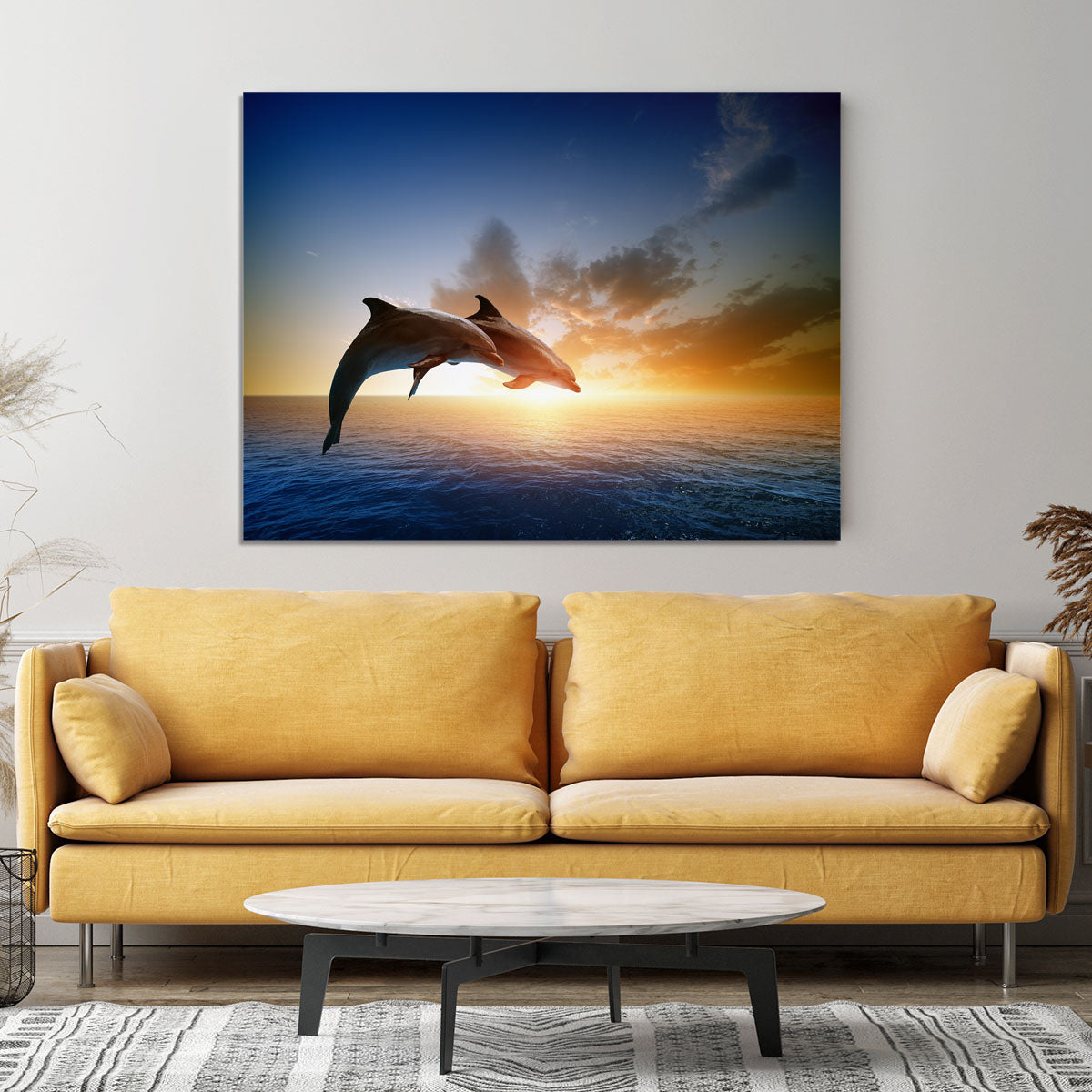 Couple jumping dolphins Canvas Print or Poster - Canvas Art Rocks - 4