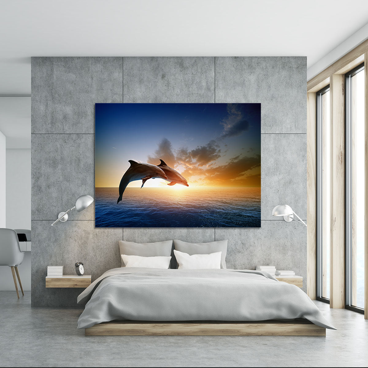 Couple jumping dolphins Canvas Print or Poster - Canvas Art Rocks - 5