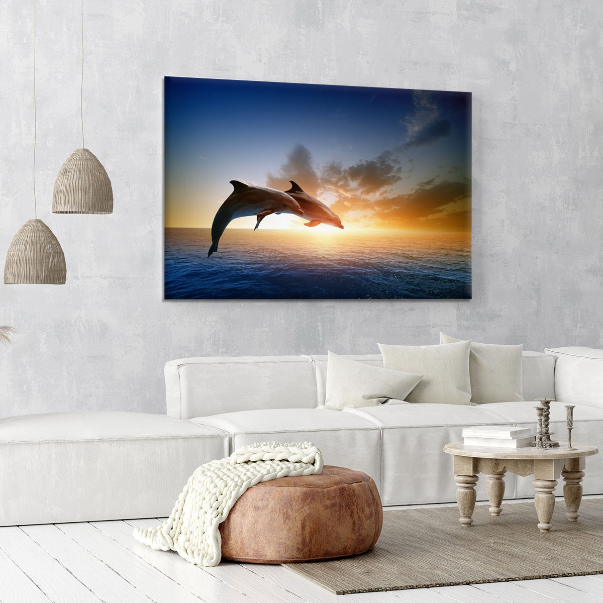 Couple jumping dolphins Canvas Print or Poster - Canvas Art Rocks - 6
