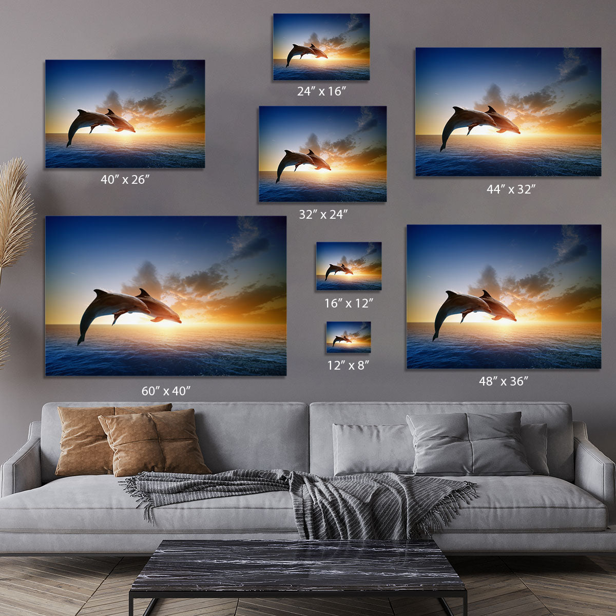 Couple jumping dolphins Canvas Print or Poster - Canvas Art Rocks - 7