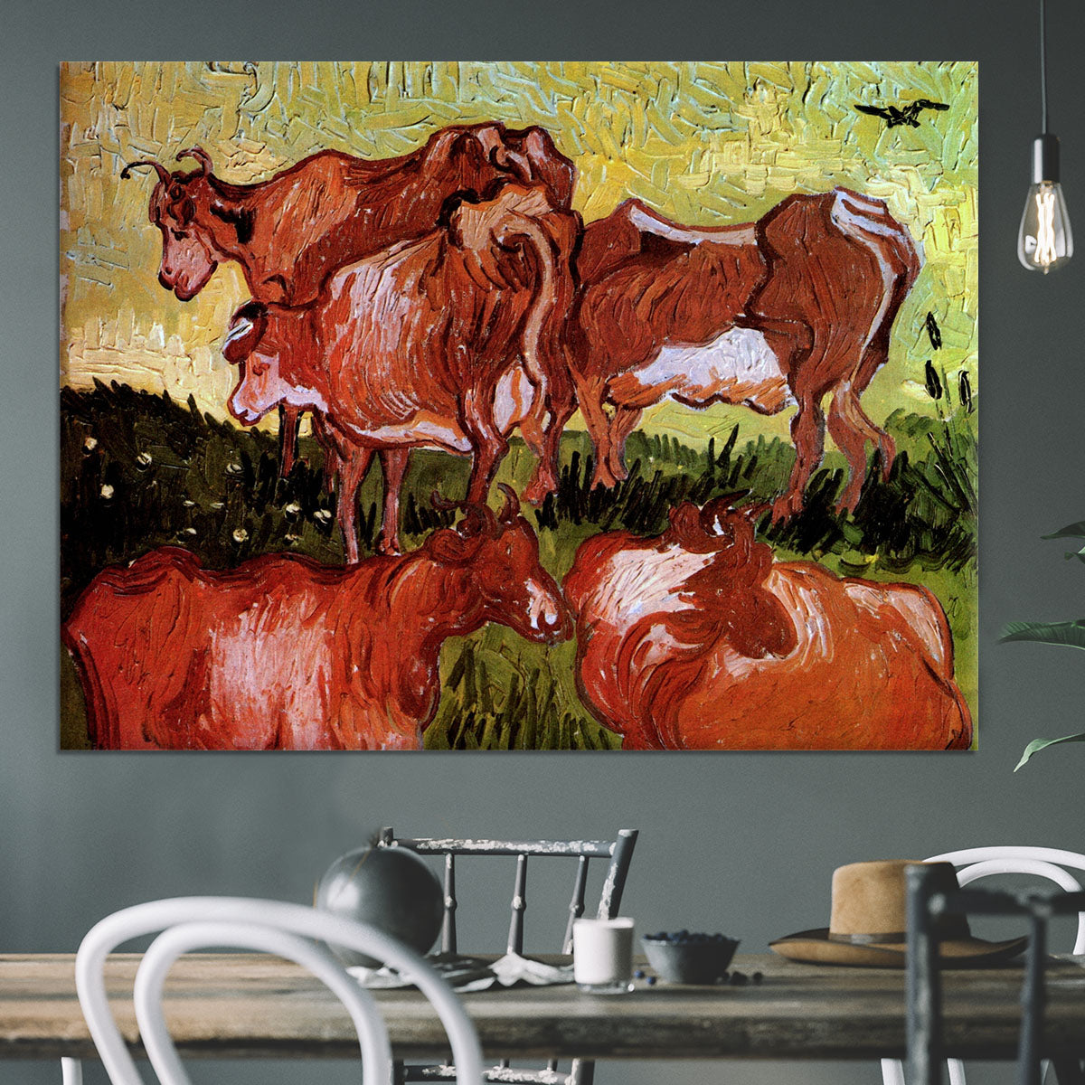 Cows after Jordaens by Van Gogh Canvas Print or Poster - Canvas Art Rocks - 3
