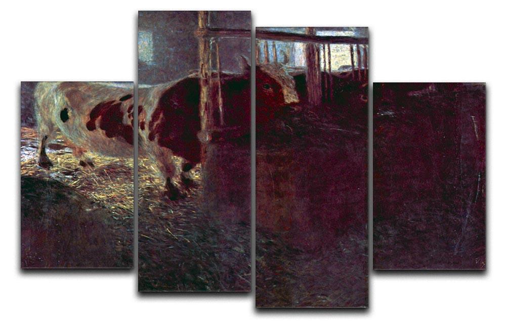 Cows in Stall by Klimt 4 Split Panel Canvas  - Canvas Art Rocks - 1