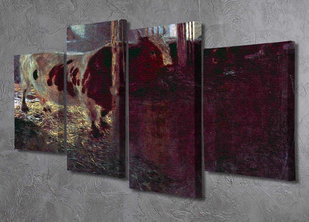 Cows in Stall by Klimt 4 Split Panel Canvas - Canvas Art Rocks - 2