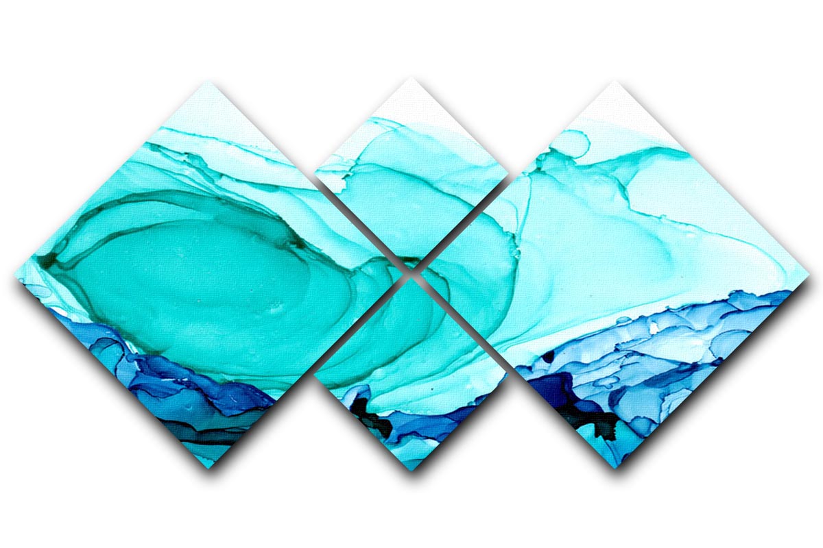 Cracked Blue and Teal Marble 4 Square Multi Panel Canvas - Canvas Art Rocks - 1