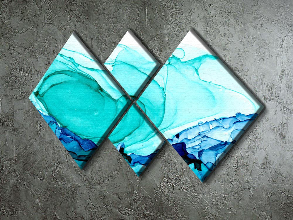 Cracked Blue and Teal Marble 4 Square Multi Panel Canvas - Canvas Art Rocks - 2
