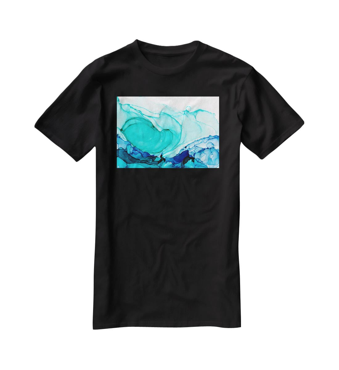 Cracked Blue and Teal Marble T-Shirt - Canvas Art Rocks - 1