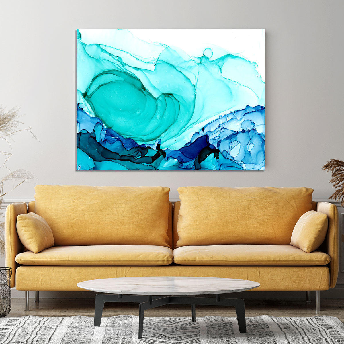 Cracked Blue and Teal Marble Canvas Print or Poster - Canvas Art Rocks - 4