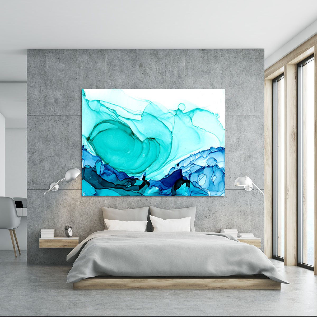 Cracked Blue and Teal Marble Canvas Print or Poster - Canvas Art Rocks - 5