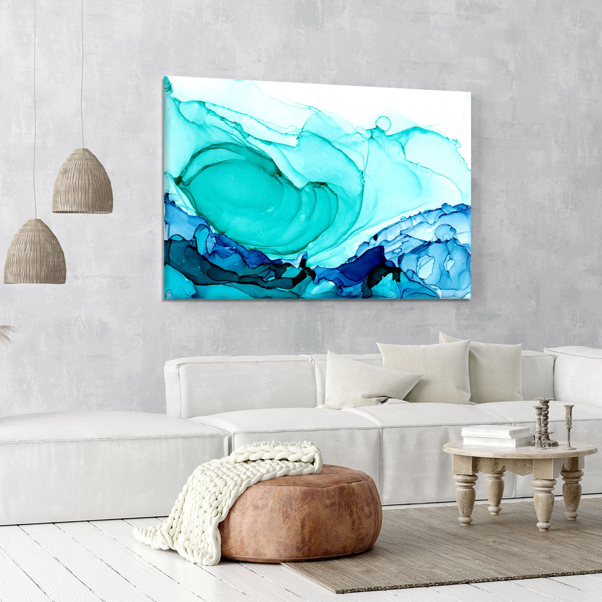 Cracked Blue and Teal Marble Canvas Print or Poster - Canvas Art Rocks - 6