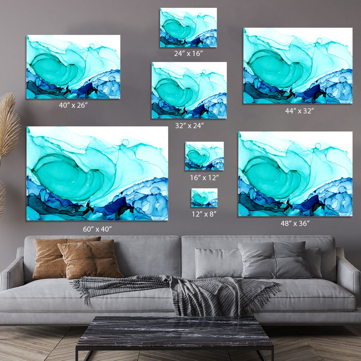 Cracked Blue and Teal Marble Canvas Print or Poster - Canvas Art Rocks - 7