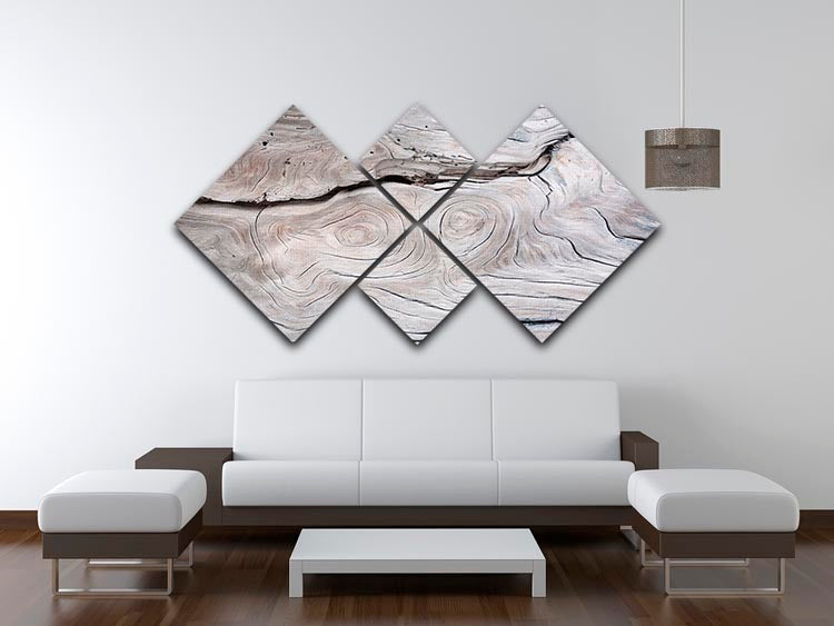 Cracks and structures in wood 4 Square Multi Panel Canvas - Canvas Art Rocks - 3