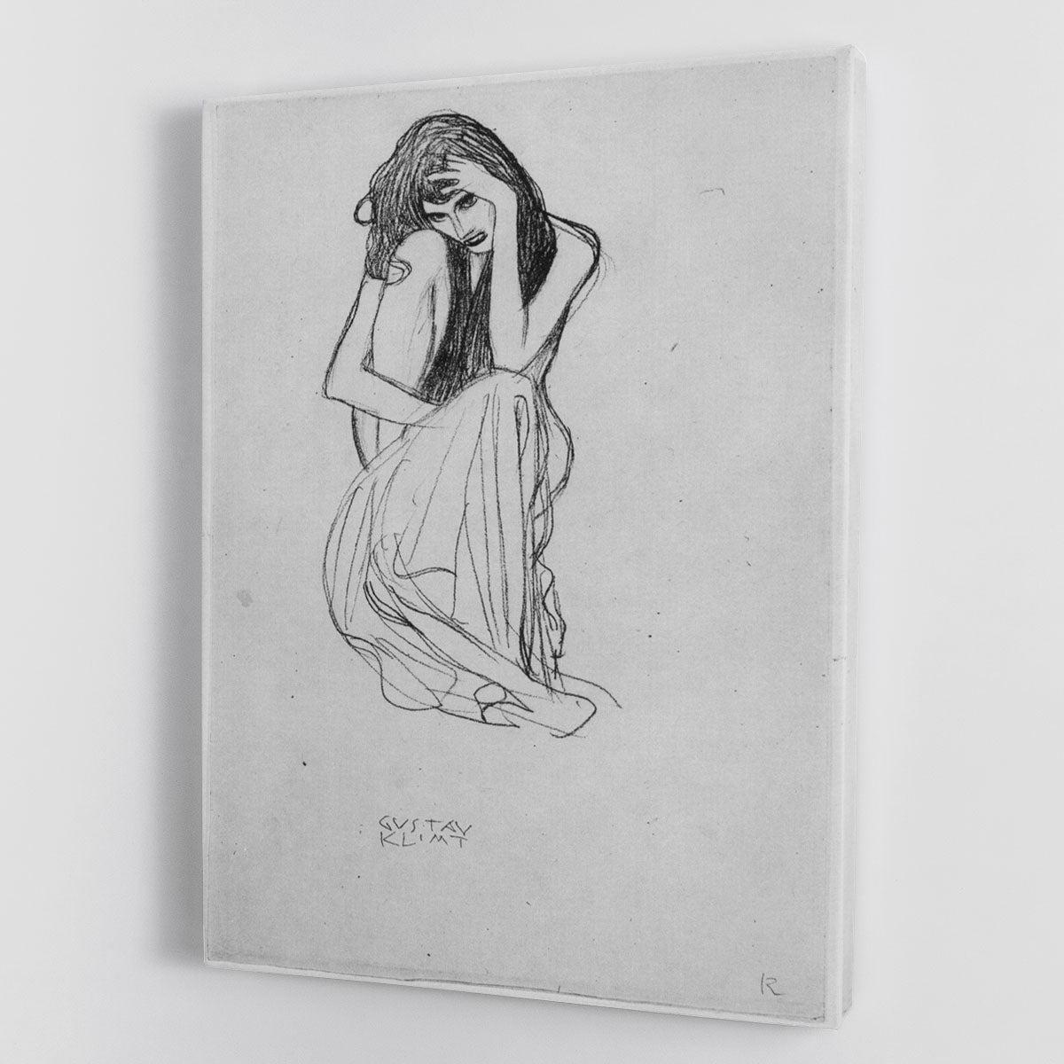 Crouching from the front by Klimt Canvas Print or Poster - Canvas Art Rocks - 1